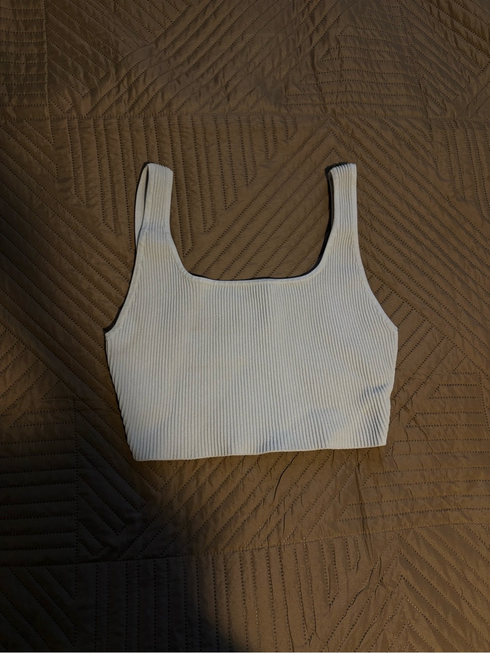 ARITZIA Ribbed Square-Neck Crop Tank Top - Light Blue
